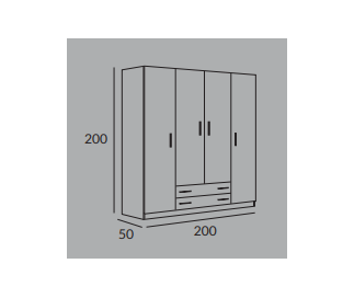 ARMARIO 4 PUERTAS - 2 CAJONES